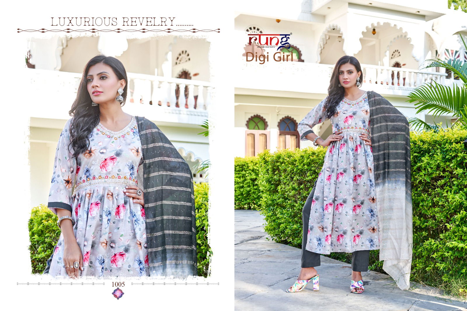 Digi Girl By Rung Rayon Embroidery Kurti With Bottom Dupatta Catalog